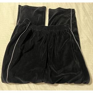 Sweatscdo Velvet Track Pants Sz Large Black. Bootcut Legs. Zipper Pocket